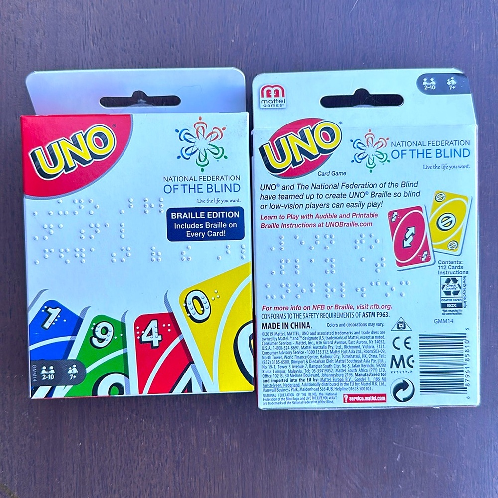 Brand New Uno Braille